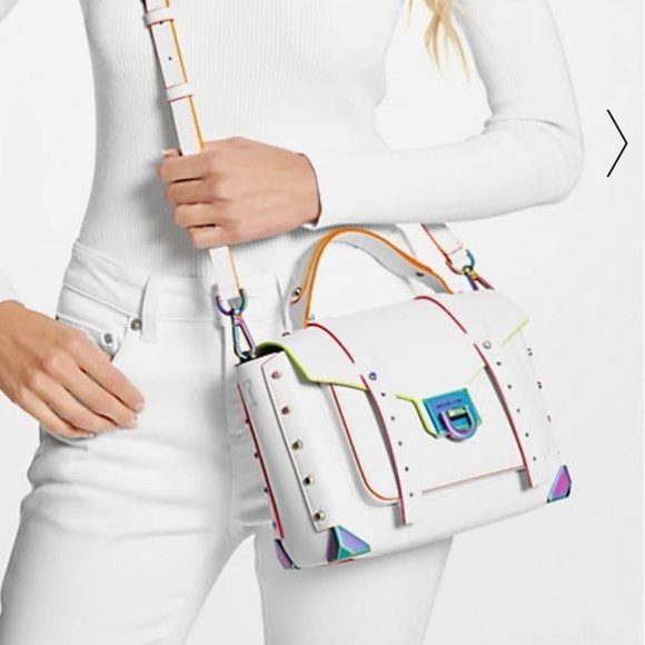 Michael Kors Cream Satchel with Neon Orange Accents - Picture 10 of 10